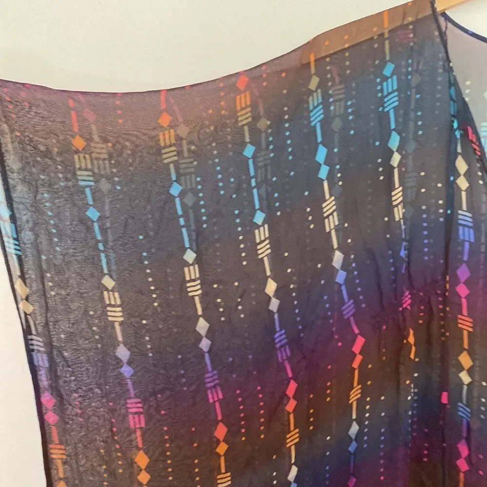 TWELFTH Street by Cynthia Vincent sz M‎ sheer rainbow grey colored swim cover up - Picture 4 of 7